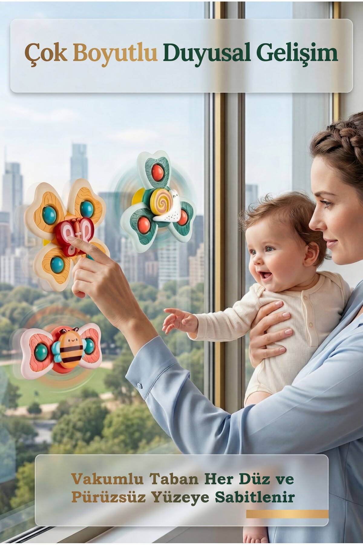 CARA CARO 3'lü Duyusal Vantuz Spinner: Banyo ve Seyahat Oyuncağı, Eğitici Bebek Hediyesi, 6+ Ay fotoğrafı 5 (önizleme)