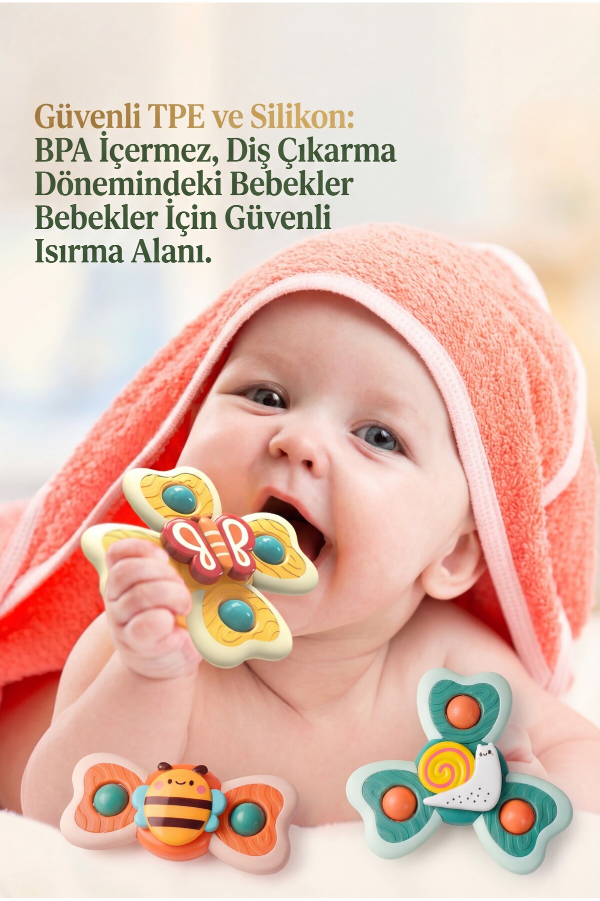 CARA CARO 3'lü Duyusal Vantuz Spinner: Banyo ve Seyahat Oyuncağı, Eğitici Bebek Hediyesi, 6+ Ay fotoğrafı 4 (önizleme)