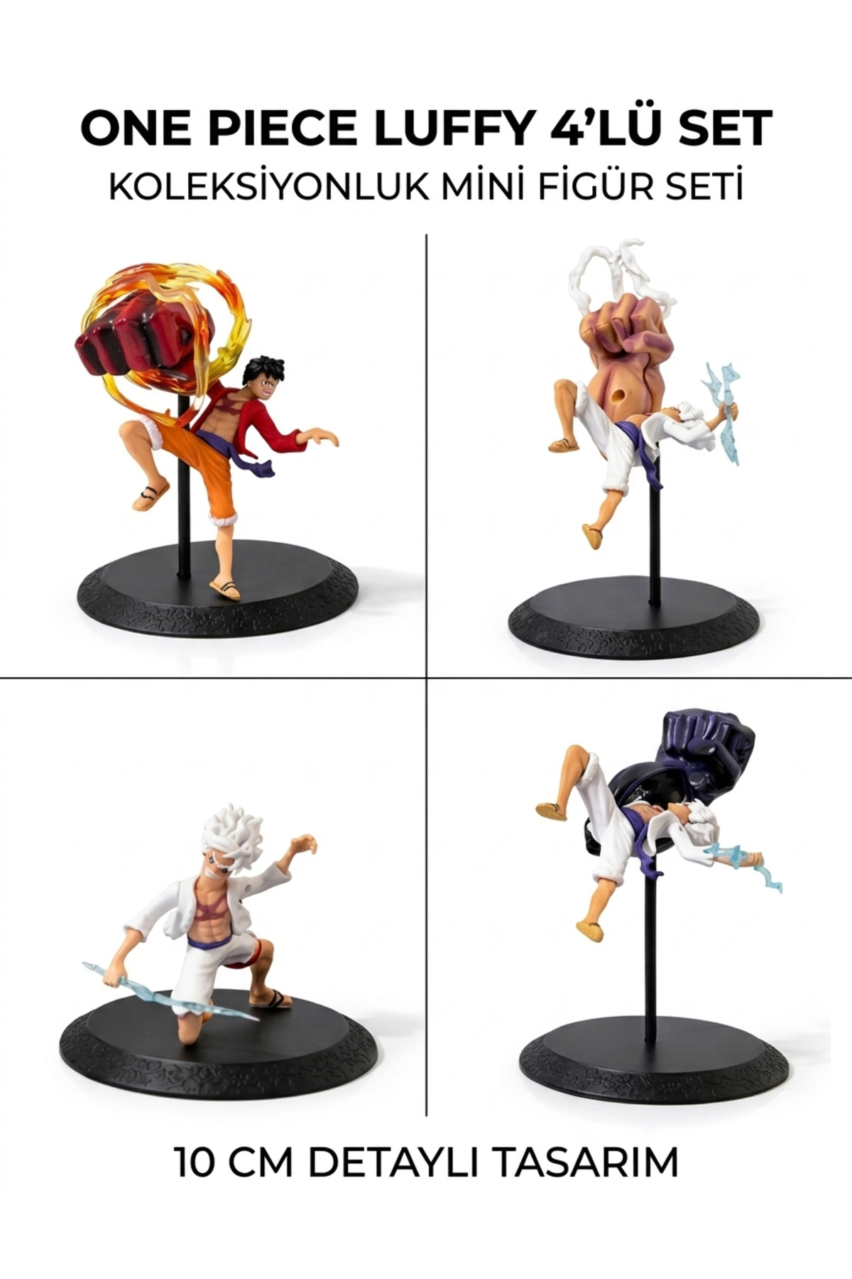 KOLAYEV Anime One Piece Luffy 4'lü Figür Seti 10x6,5 Cm