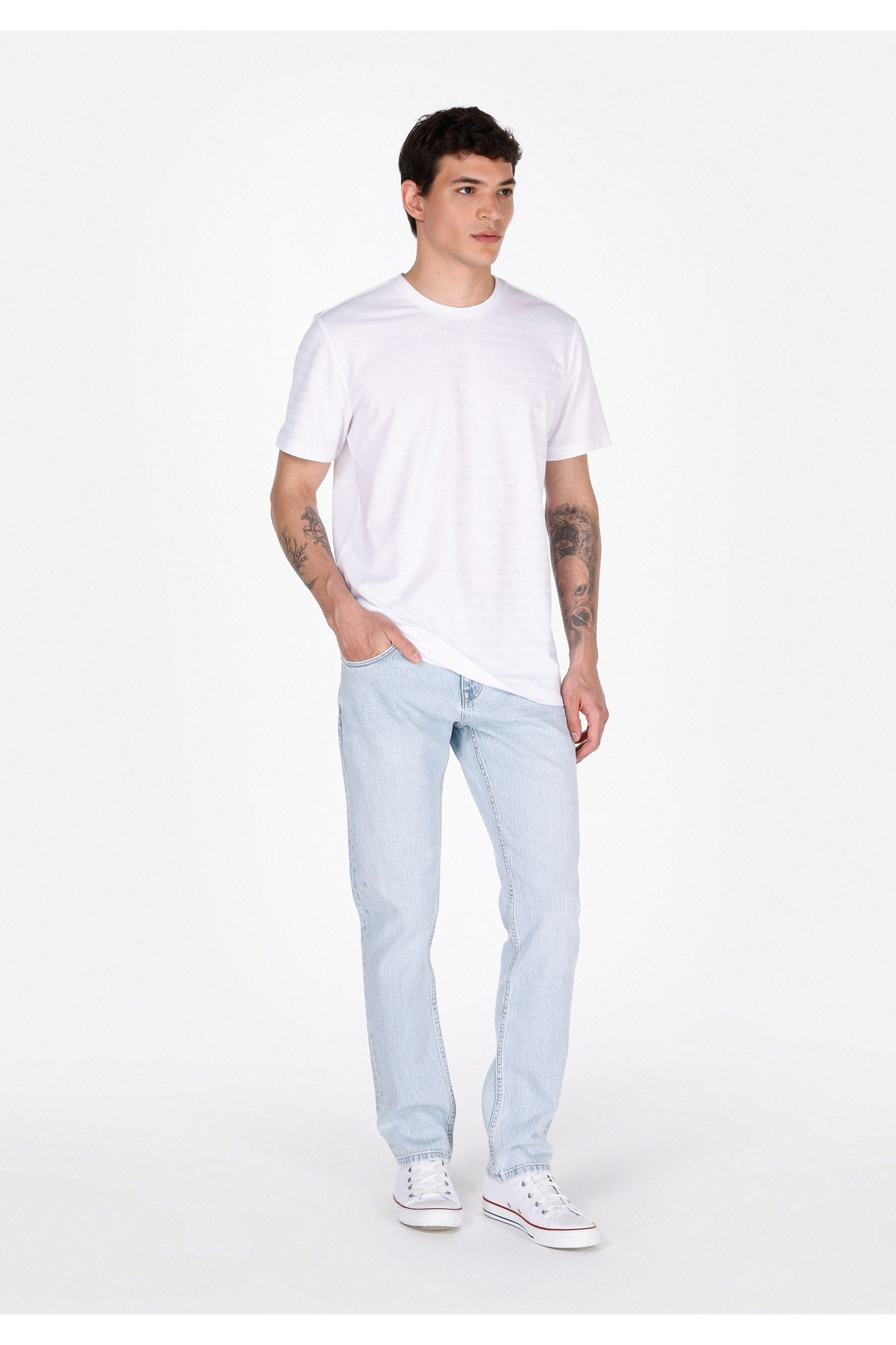 Colin's Straight Fit Düşük Bel Düz Paça Erkek Bleach İndigo Denim Jean Fermuarlı Pantolon