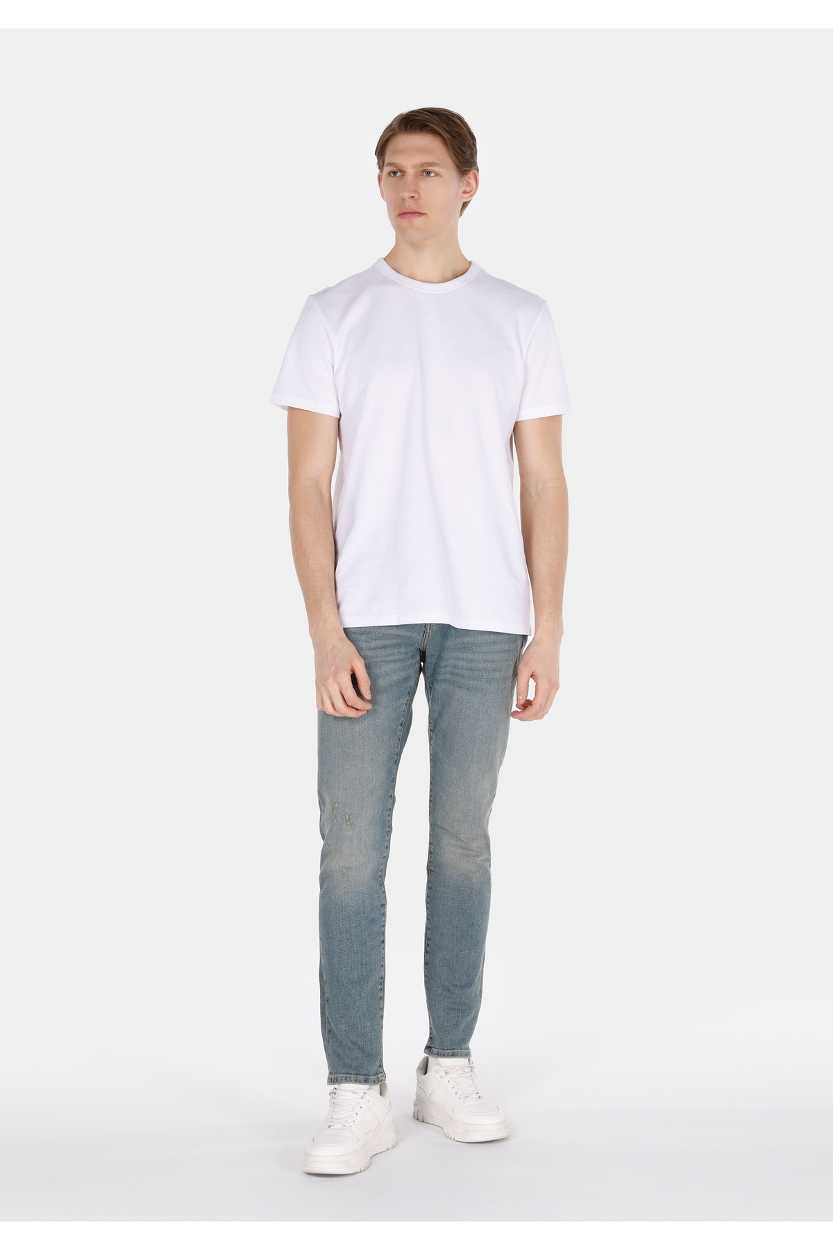Slim Fit Düşük Bel Dar Paça Cepli Erkek Green Cast Denim Jean Pantolon