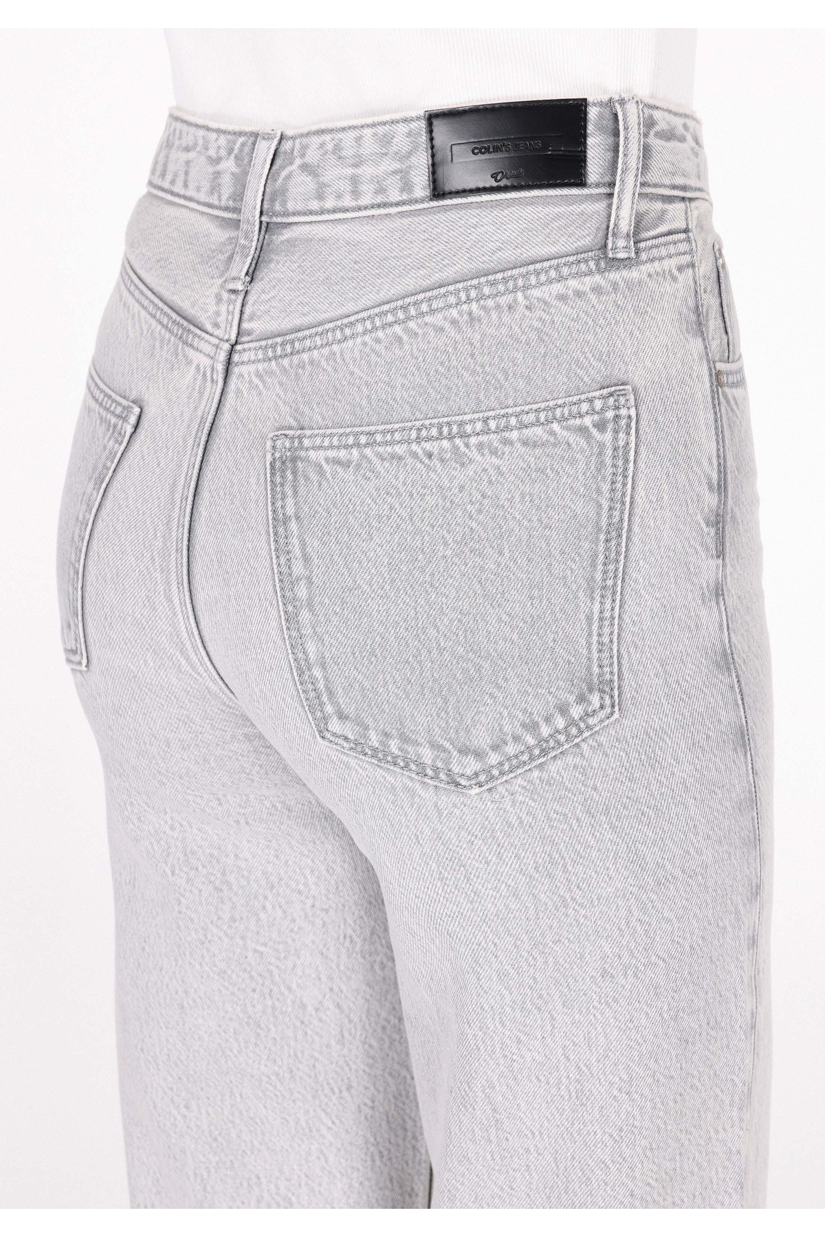 Colin’s  Regular Fit Yüksek Bel Geniş Paça Kadın Gri Jean Pantolon - Görsel 6