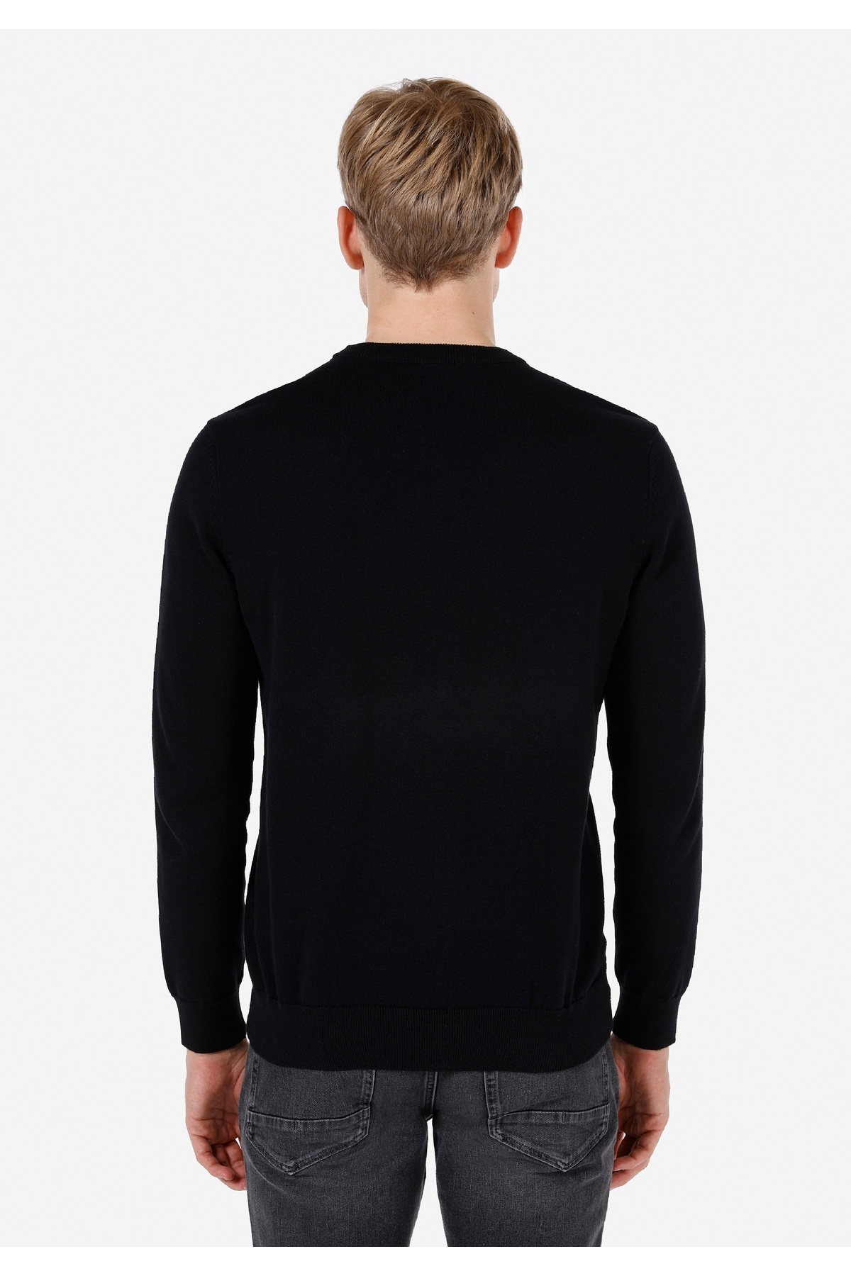 Regular Fit Yuvarlak Yaka Jakarlı Erkek Siyah Kazak — مشکی .CL1072468_Q1.V2_BLK — تصویر 2 از 5
