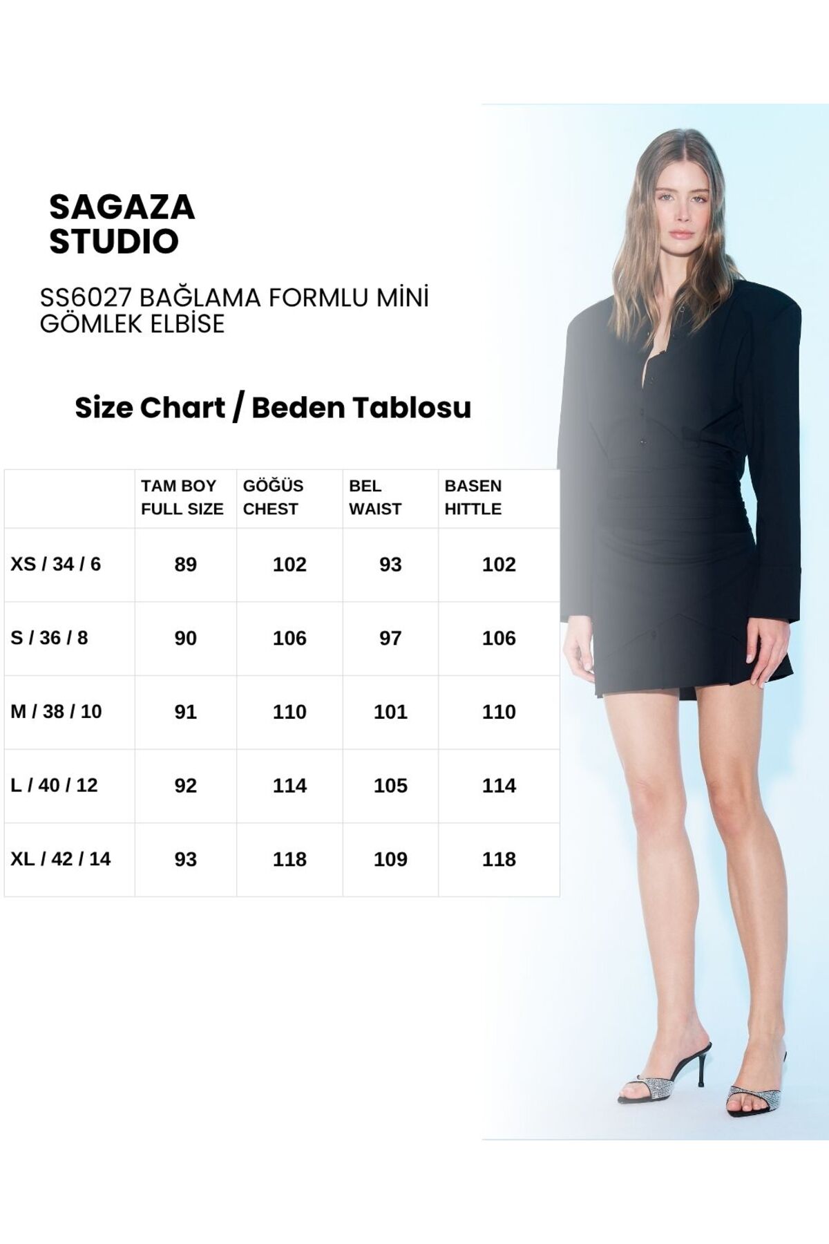 Sagaza Studio SS6027 Yandan Bağlamalı Gömlek Elbise