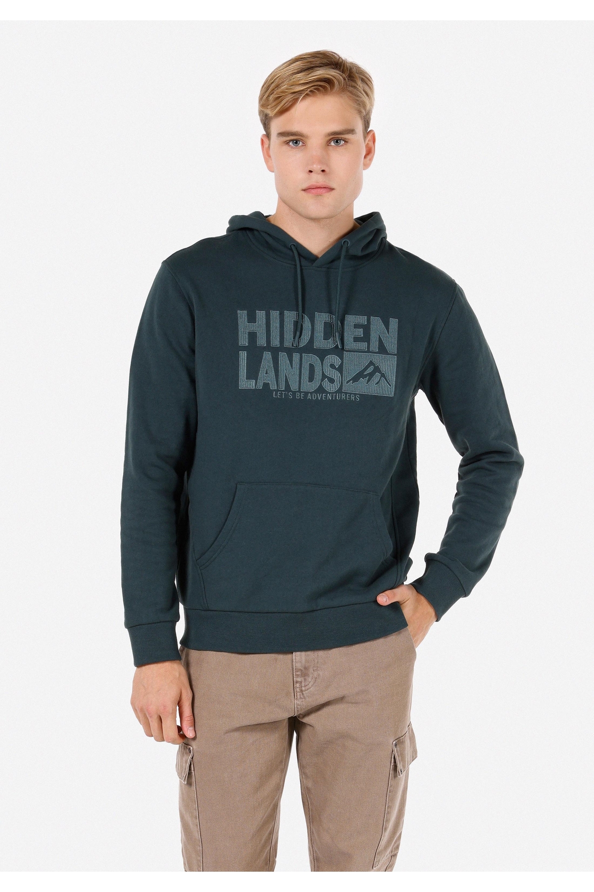 Colin’s Regular Fit Knitted Men's Green Sweatshirt