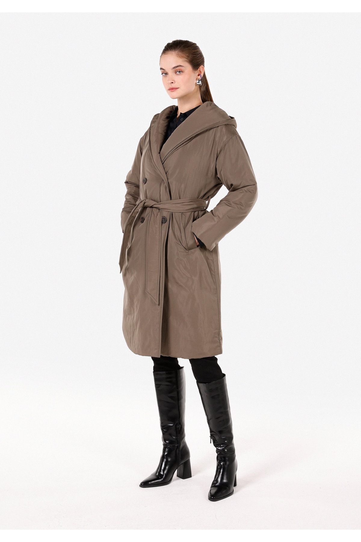 Colin’s  Regular Fit Kapüşonlu Kadın Yeşil Kaban