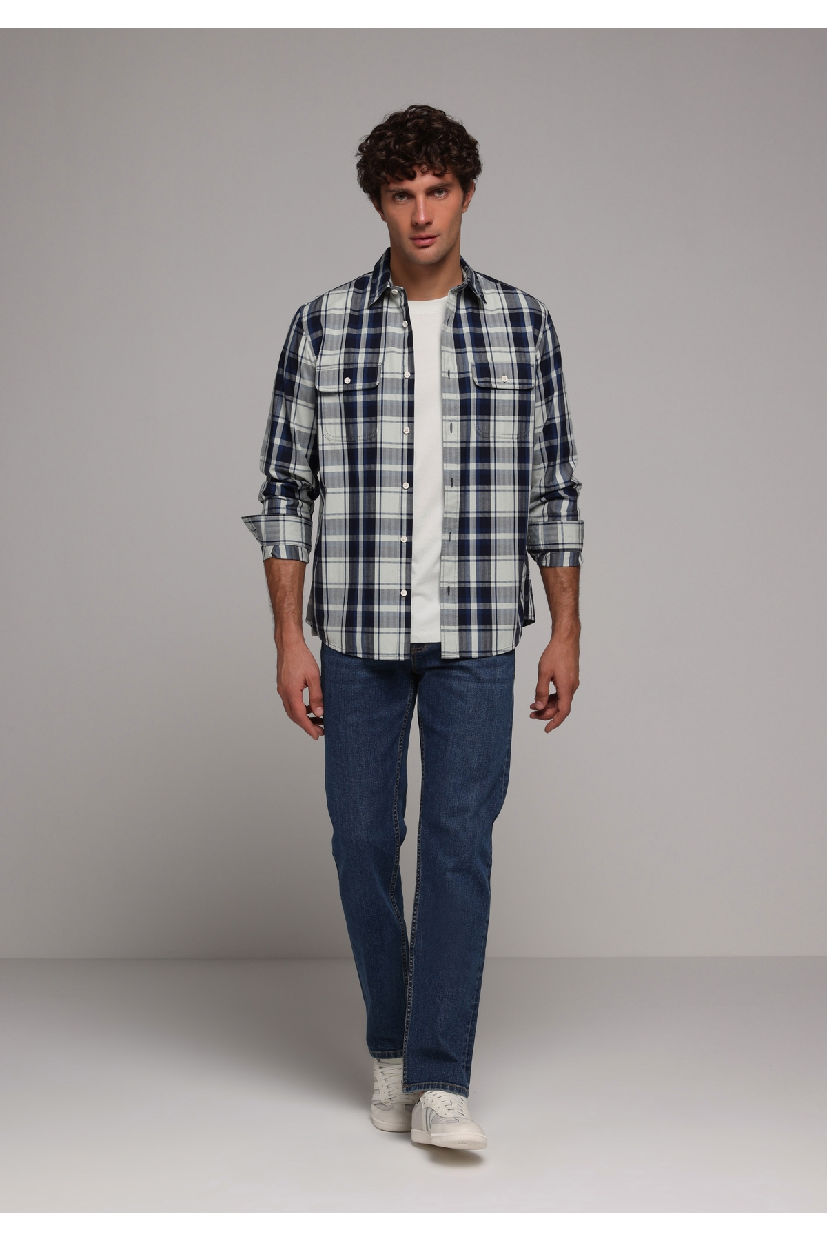 Regular Fit Orta Bel Düz Paça Erkek İndigo Jean Pantolon