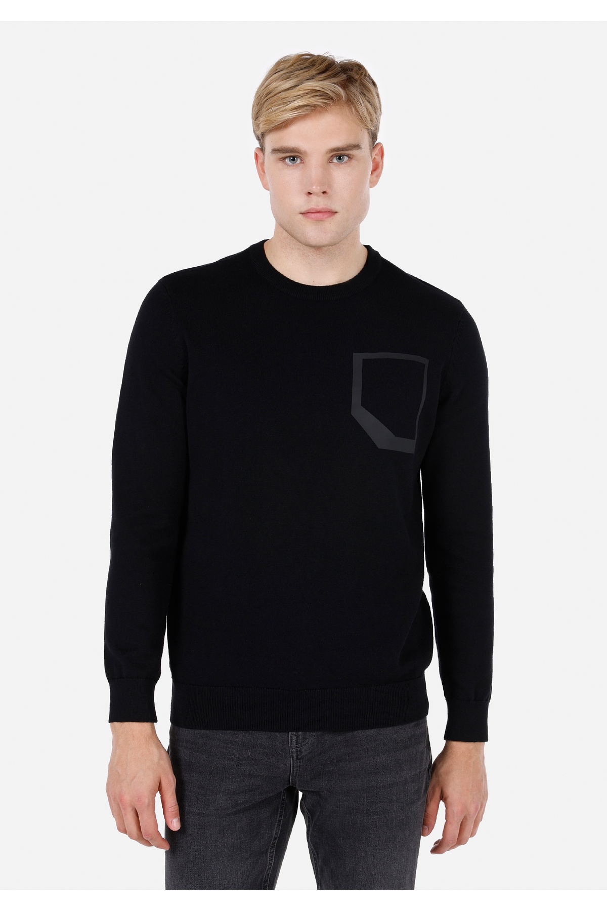 Colin's Regular Fit Yuvarlak Yaka Jakarlı Erkek Siyah Kazak — مشکی .CL1072468_Q1.V2_BLK