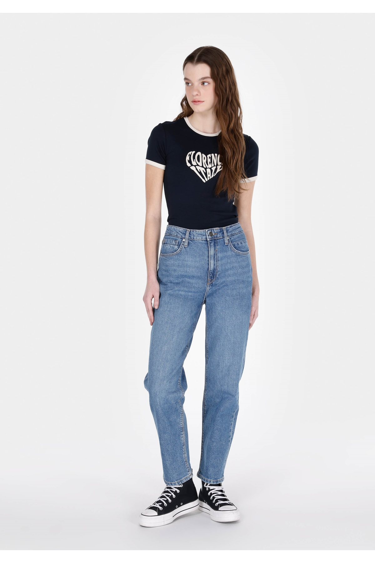 Straight Fit Kadın İndigo Jean Pantolon