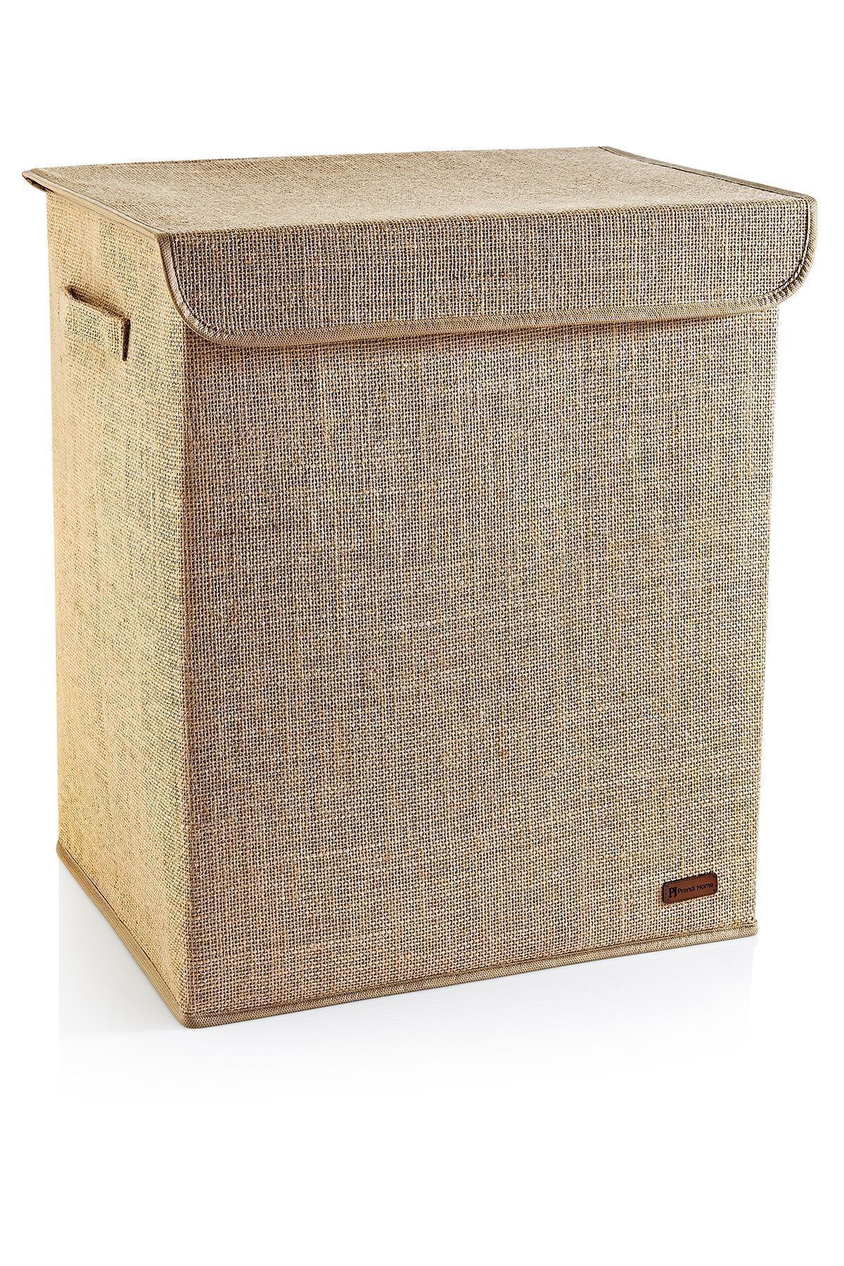 PH Prendi Home Jüt Kapaklı Katlanır Kirli Çamaşır Çocuk Odası Oyuncak Saklama Kutusu Sepet 40x50x30 fotoğrafı 6 (önizleme)