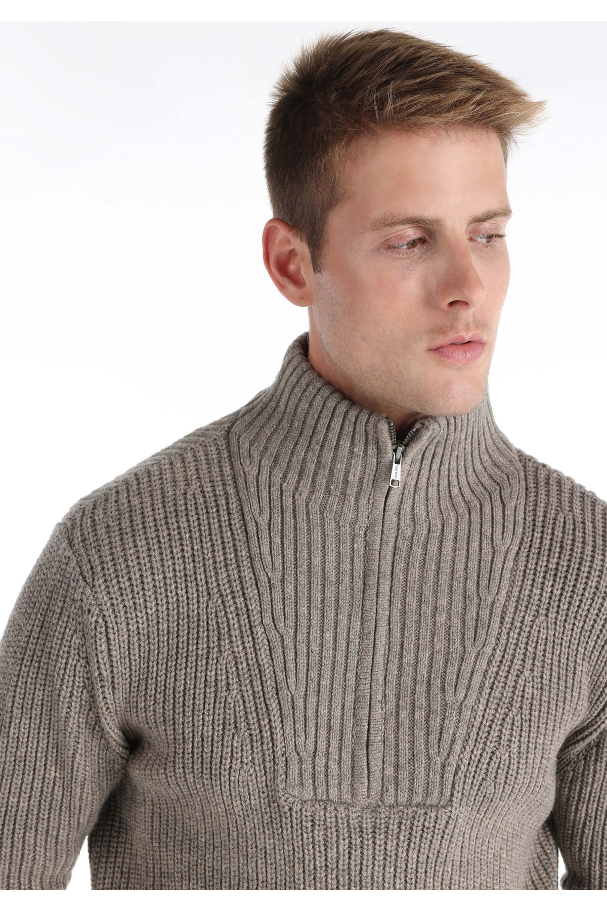 Colin's Slim Fit Turtle Neck Jakarlı Erkek Gri Kazak görsel 4
