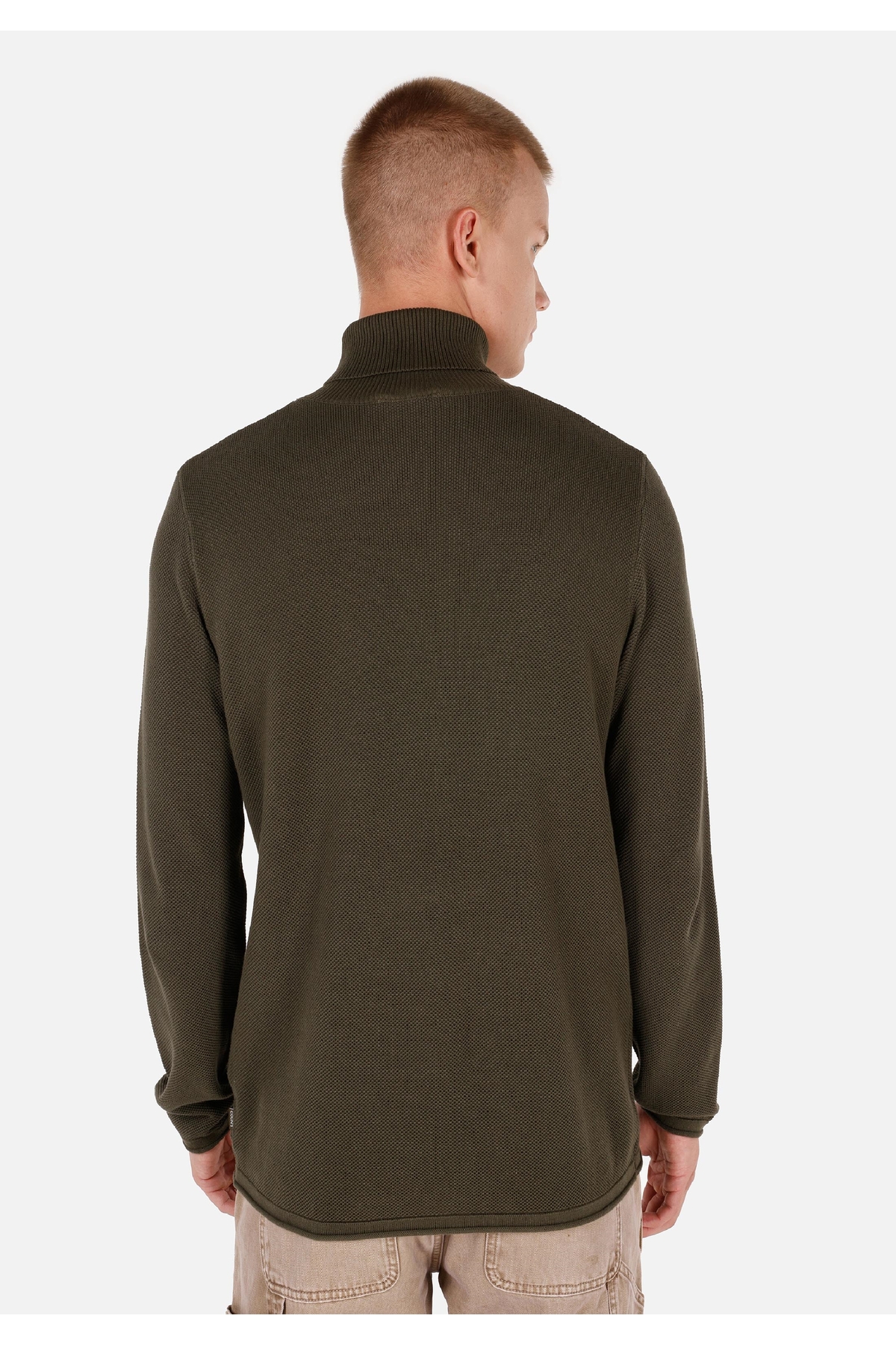Regular Fit Turtle Neck Jakarlı Erkek Yeşil Kazak — خاکی .CL1064879_Q1.V2_KHA — تصویر 2 از 5