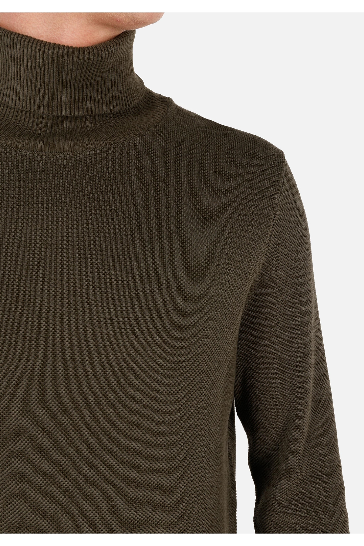 Regular Fit Turtle Neck Jakarlı Erkek Yeşil Kazak — خاکی .CL1064879_Q1.V2_KHA — تصویر 5 از 5