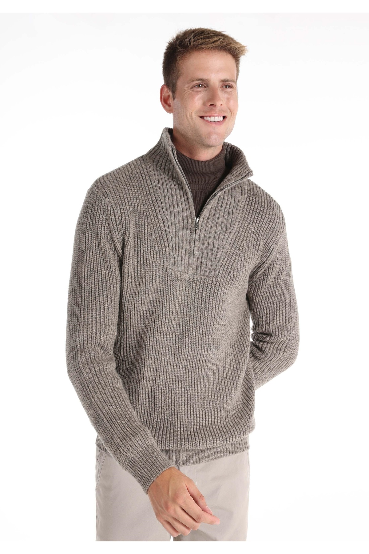 Colin's Slim Fit Turtle Neck Jakarlı Erkek Gri Kazak