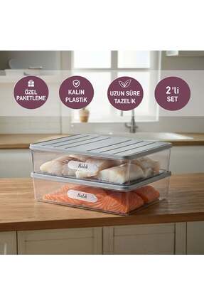 SELKA HOME 2 Adet 4 Lt. Nora Organizer Buzdolabı Buzluk Düzenleyici Saklama Kabı