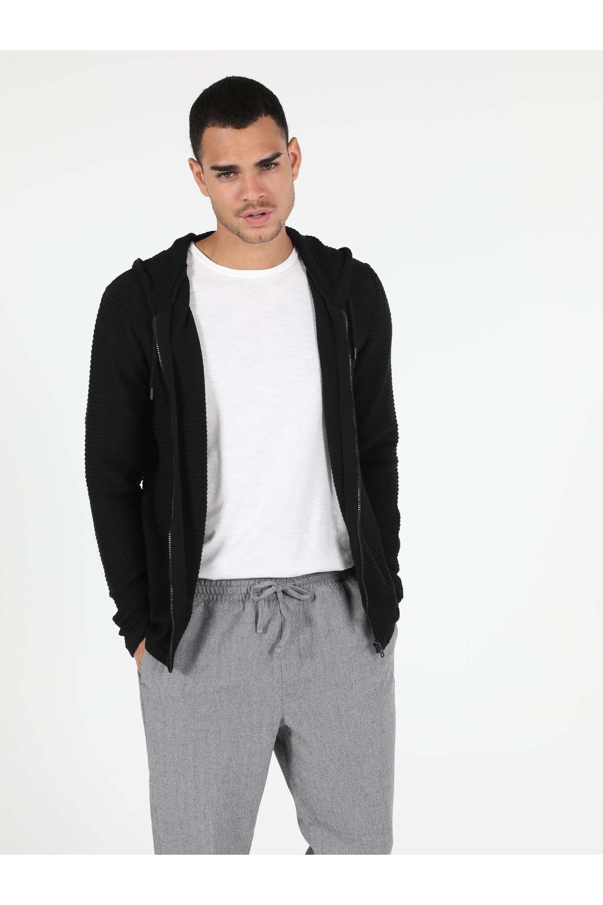 Slim Fit Erkek Siyah Hırka — مشکی CL1050730 — تصویر 7 از 7