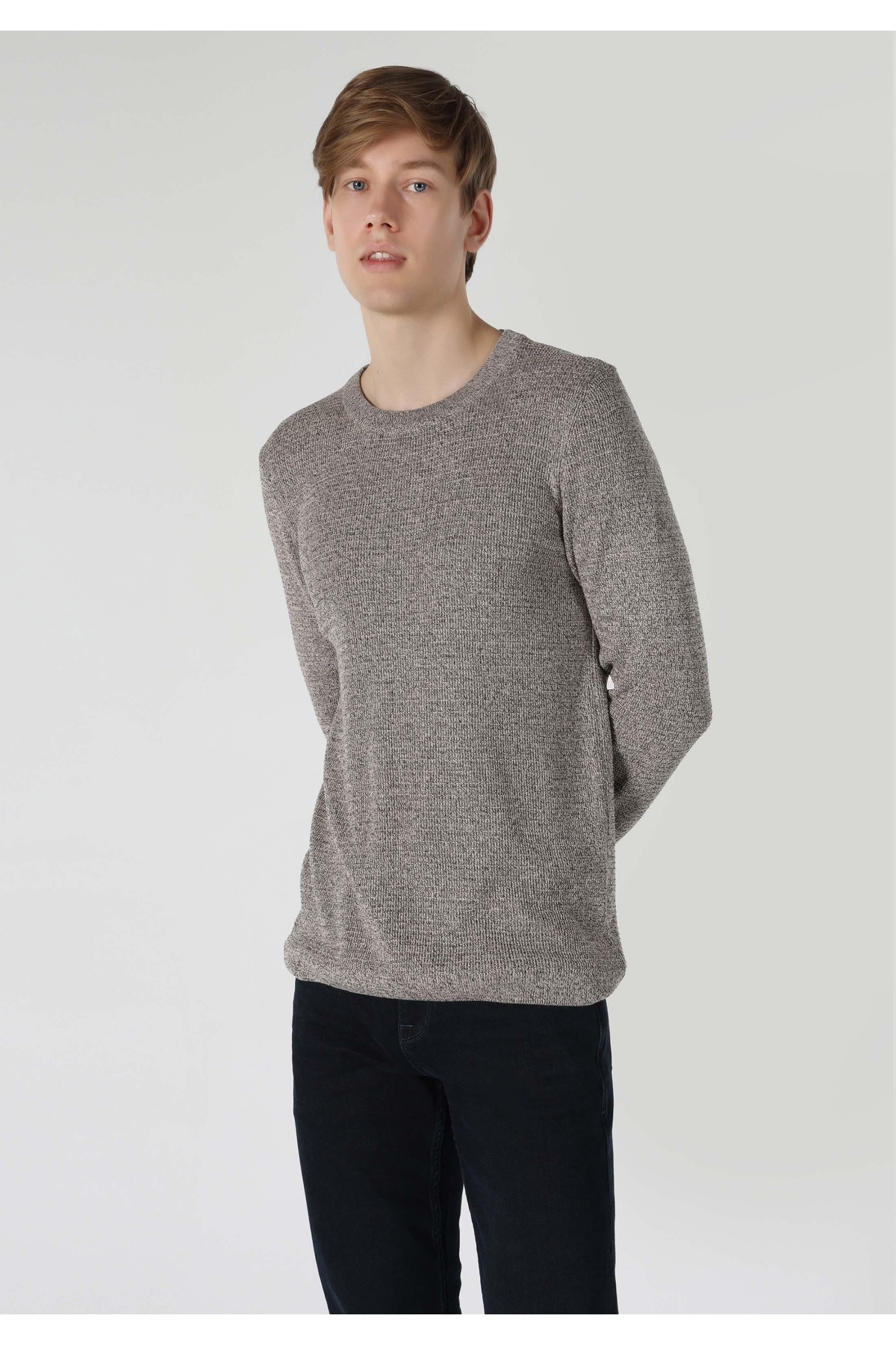 Colin's Slim Fit Kahverengi Erkek Triko Kazak Cl1061674