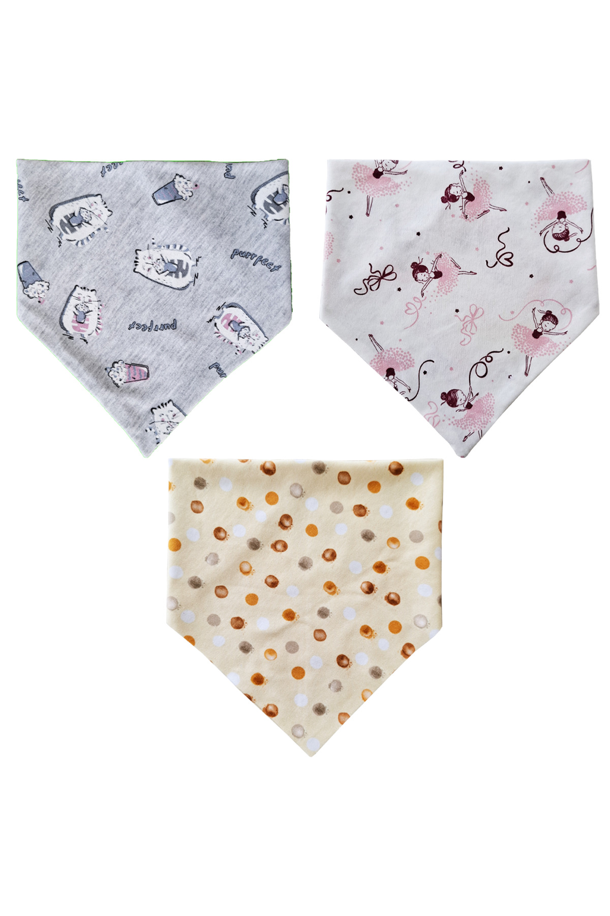 Baby Minik Kız Bebek Üçgen Fular Penye Salya Ve Mama Önlüğü 10 Adet fotoğrafı 5 (önizleme)