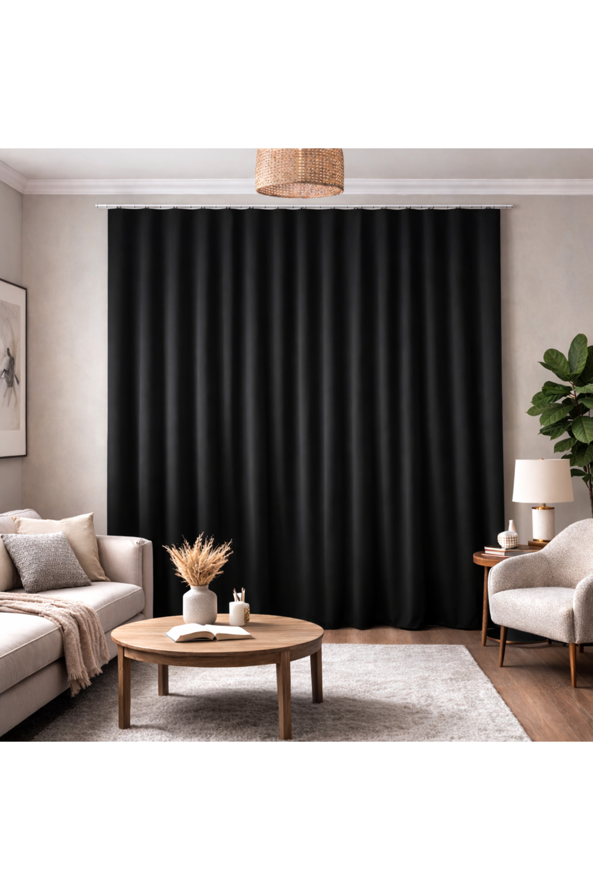 Blackout Sunshade Curtain 100% Lightproof – Thermal Insulated – Black Dimming Curtain