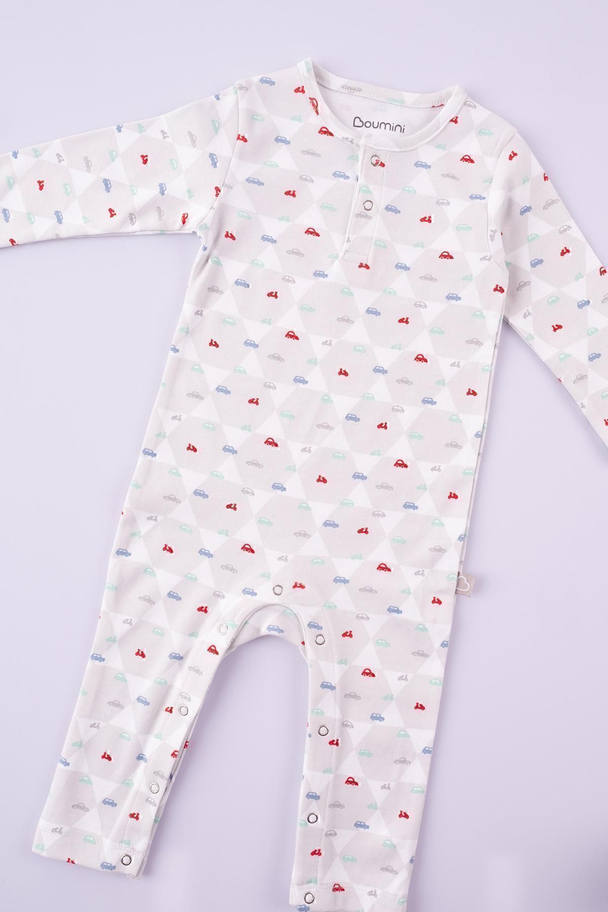 Boumini Bebek Uzun Kollu Çıtçıtlı Tulum Arabalar Gri fotoğrafı 3 (önizleme)