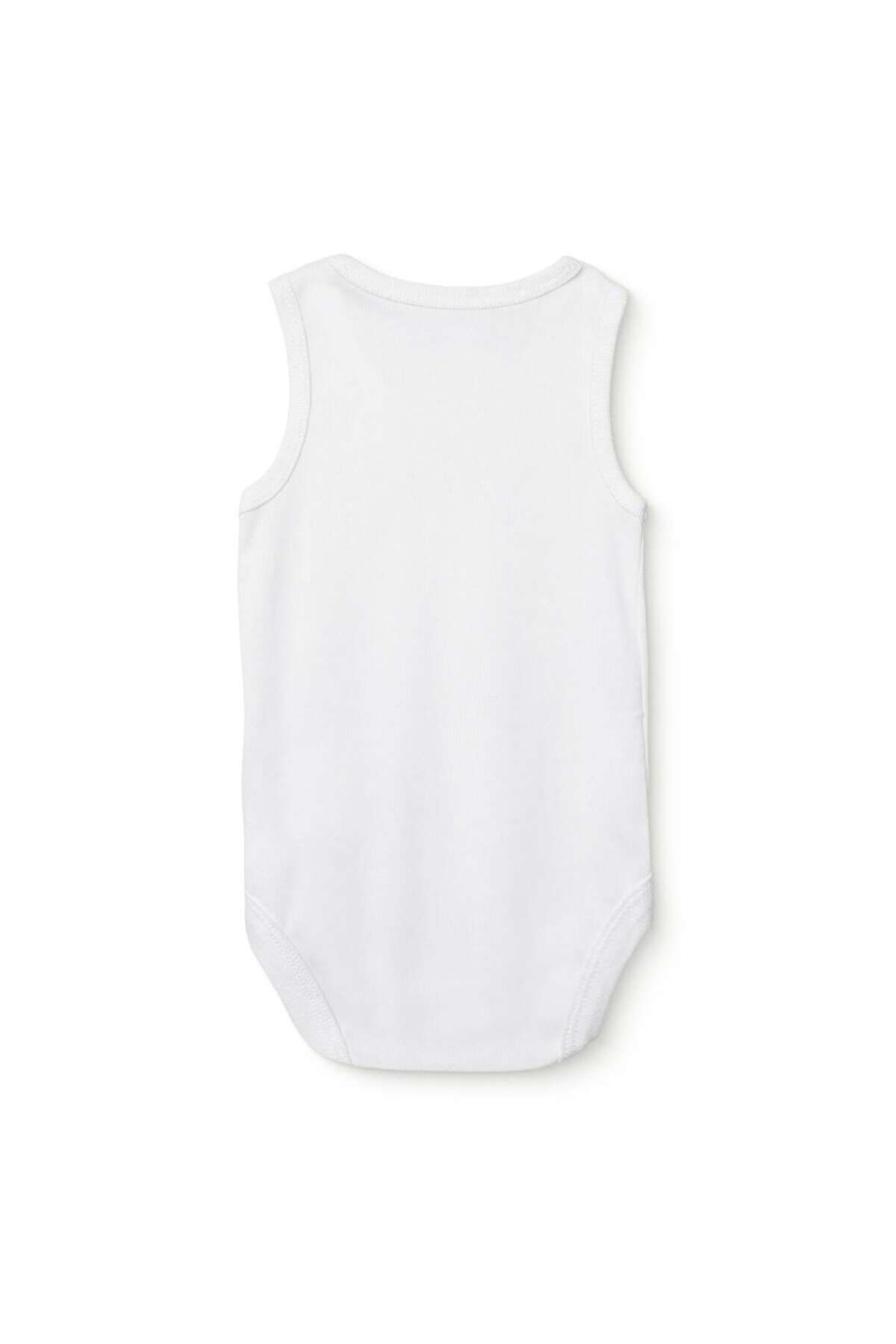 ebebek Hello Baby HelloBaby Unisex Beyaz Body Çıtçıtlı Bisiklet Yaka Atlet Kol Beyaz fotoğrafı 2 (önizleme)