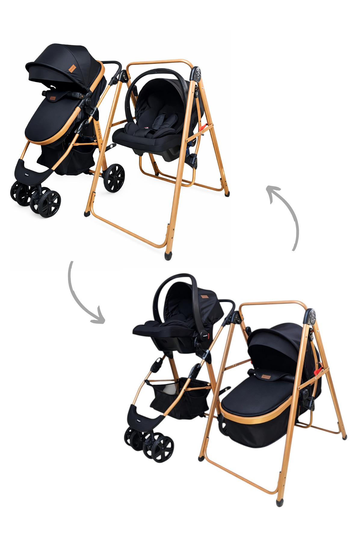 BEBEGOLD Travel Sistem, Pusetli, Çift Yönlü, Salıncak  Bebek Arabası Set fotoğrafı 3 (önizleme)