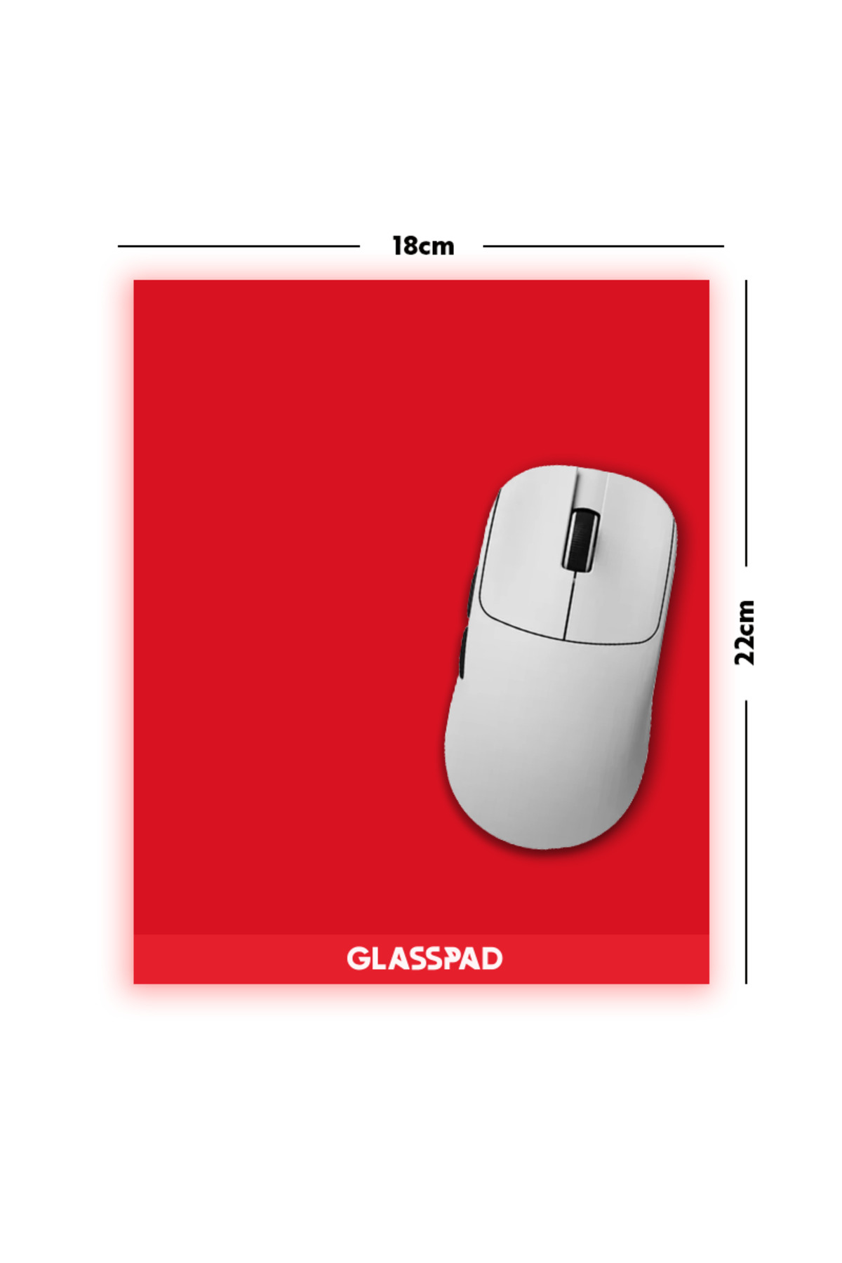 GlassPad Cam Mouse Pad - Kırmızı - Premium Temperli Cam - 18x22 Cm