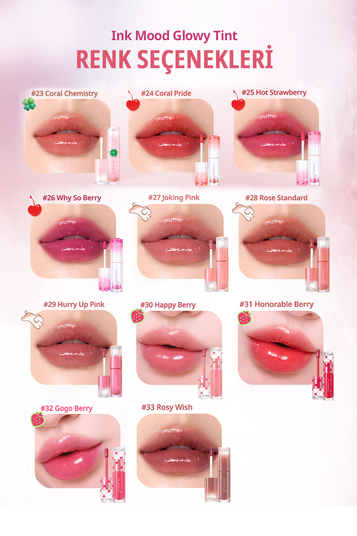 Kalıcı, Pigmentli, Parlak Bitişli Tint PERIPERA Ink Mood Glowy Tint 27 Joking Pink (Tteok Recipe) — صورتی 6412 — تصویر 6 از 9