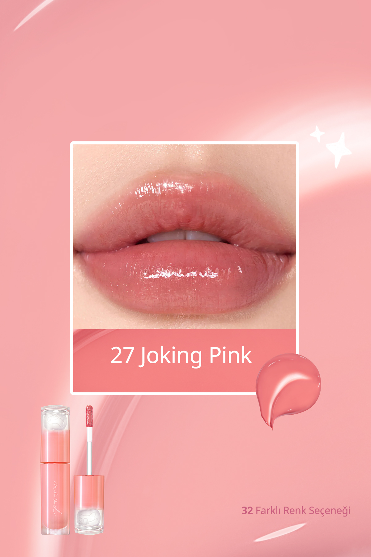 Kalıcı, Pigmentli, Parlak Bitişli Tint PERIPERA Ink Mood Glowy Tint 27 Joking Pink (Tteok Recipe) — صورتی 6412 — تصویر 3 از 9