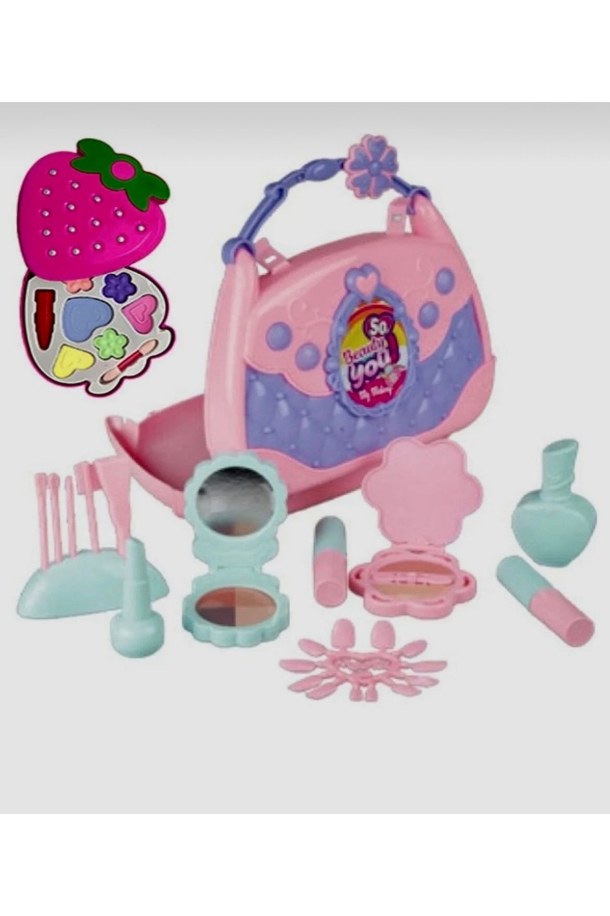 BYZ TOYS Çantalı Güzellik Seti+Tekli Kartela Makyaj Seti 2 Lİ SET