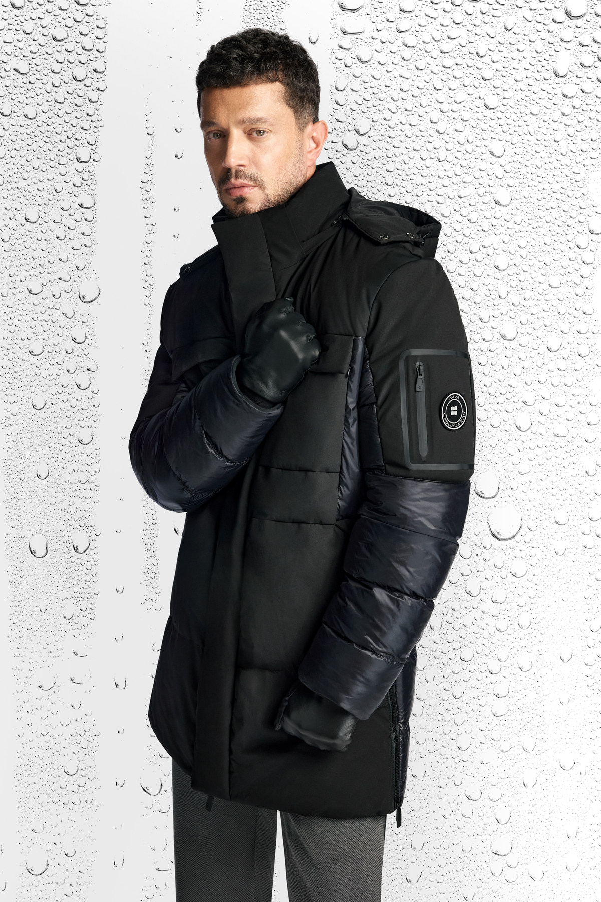 Avva  Erkek Siyah Kapüşonlu Su İtici Rüzgar Geçirmez -10°C Dayanıklı Uzun Şişme Mont A52Y6125 - Görsel 2