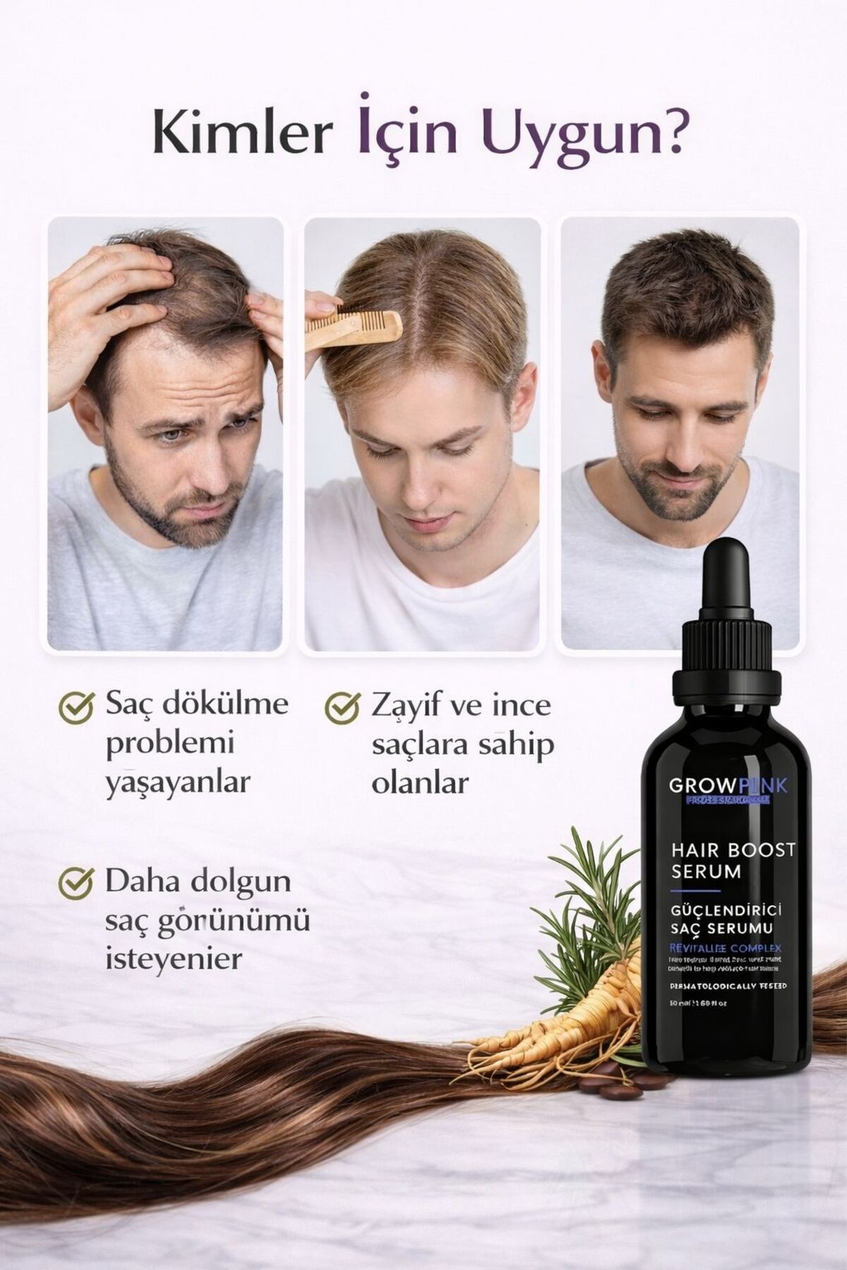 Erkek Saç Dökülme Karşıtı Serum 50 ml | Kök Güçlendirici Bakım — GRB-SDK-50ML — تصویر 6 از 7
