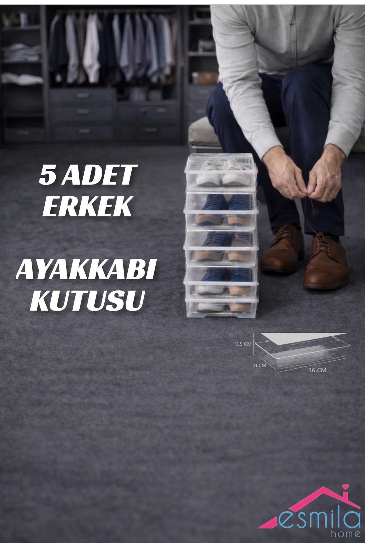 5Pcs MEN'S Shoe Box Transparent Organizer Organizer Shoe Box