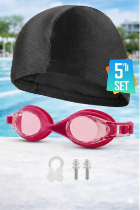 EvRossa 5’li Yüzme Seti –Gözlük + Bone + Kulak & Burun Tıkacı