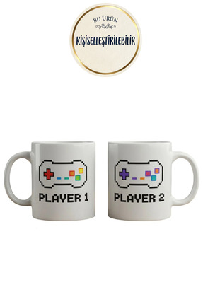 DeseneBak Player 1 Player 2 Oyun Temalı Çift Kupa Seti – Gamer Sevgili Arkada...