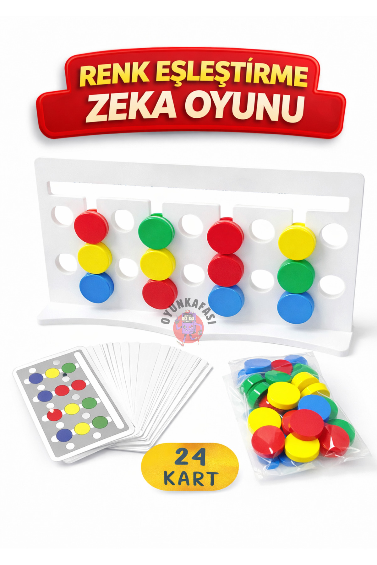OYUNKAFASI Four Colour Zeka Oyunu - Renk Eşleştirme Zeka Oyunu 24 Kartlı Dikkat ve Hafıza Geliştirici Oyuncak