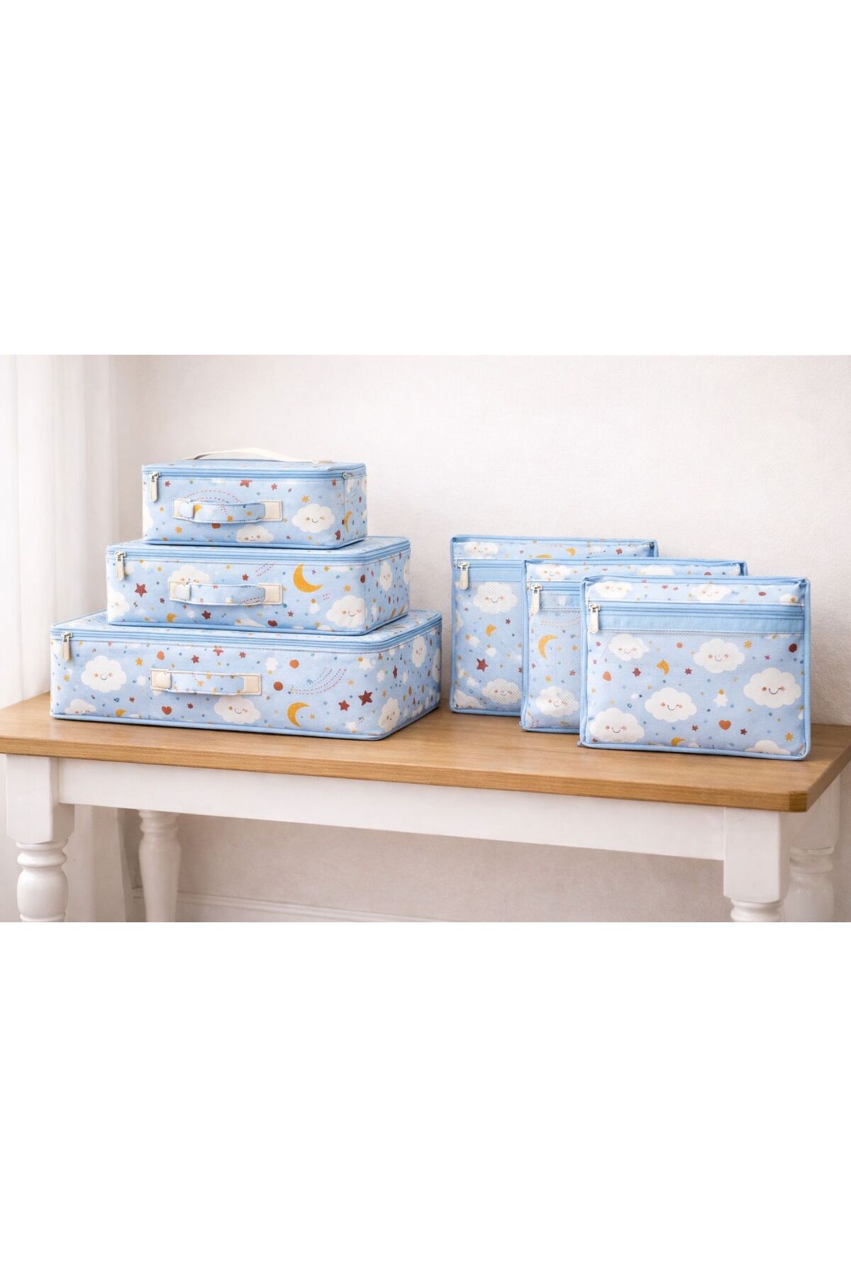 MorBebe Baby 6'lı Desenli File Bavul Valiz Bakım Çantası Hastane Çıkışı Içi Düzenleyiciçok Amaçlı Organizer fotoğrafı 2 (önizleme)