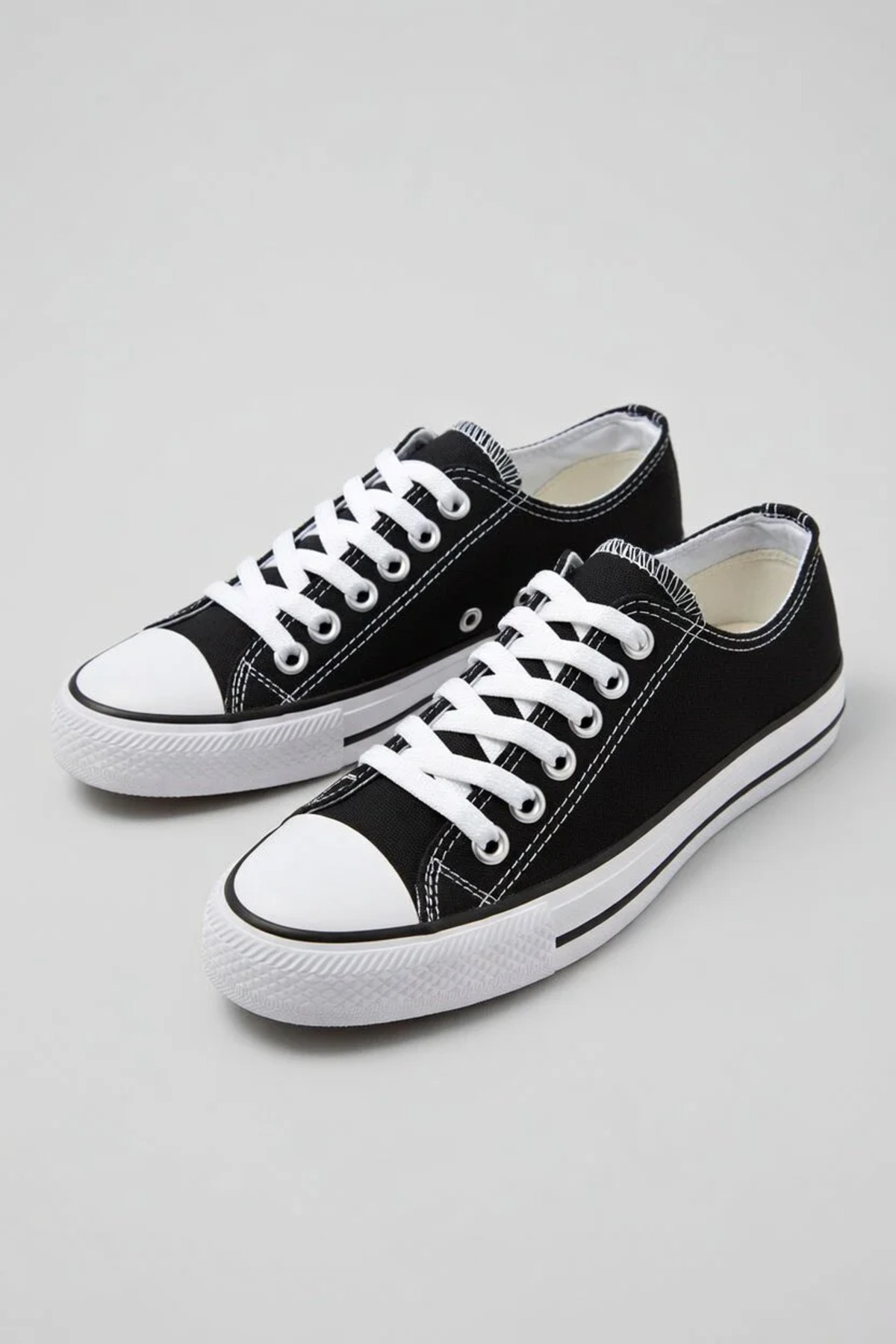 Lideral Unisex Kısa Siyah Sneaker Convers Ayakkabı Günlük Yürüyüş Spor Ayakkabı