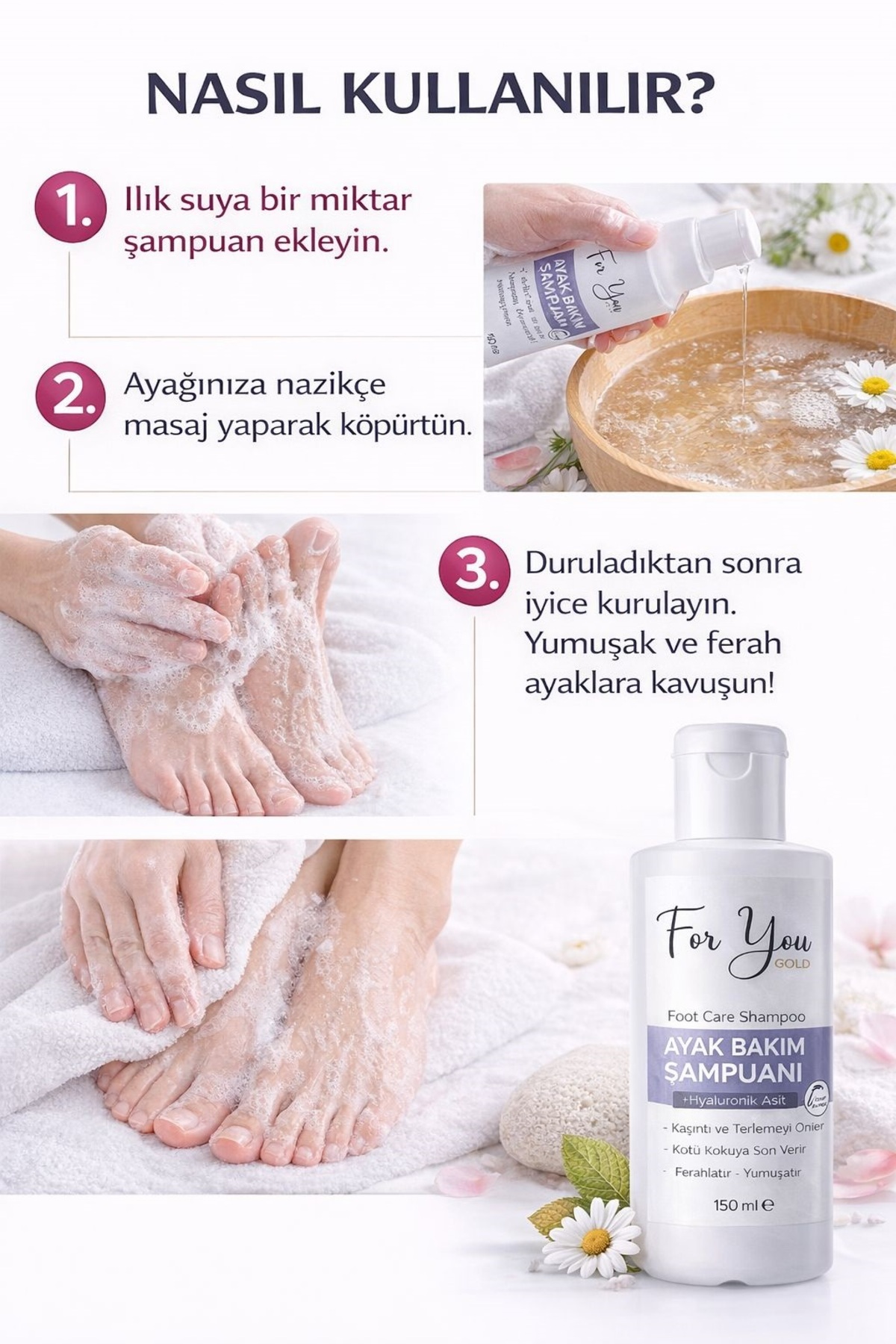 Ayak, El,tırnak Bakımı, Tırnak Mantarı-koku-kaşıntı Önleme Ayak Bakım Şampuanı 150 ml — ayk1 — تصویر 6 از 8