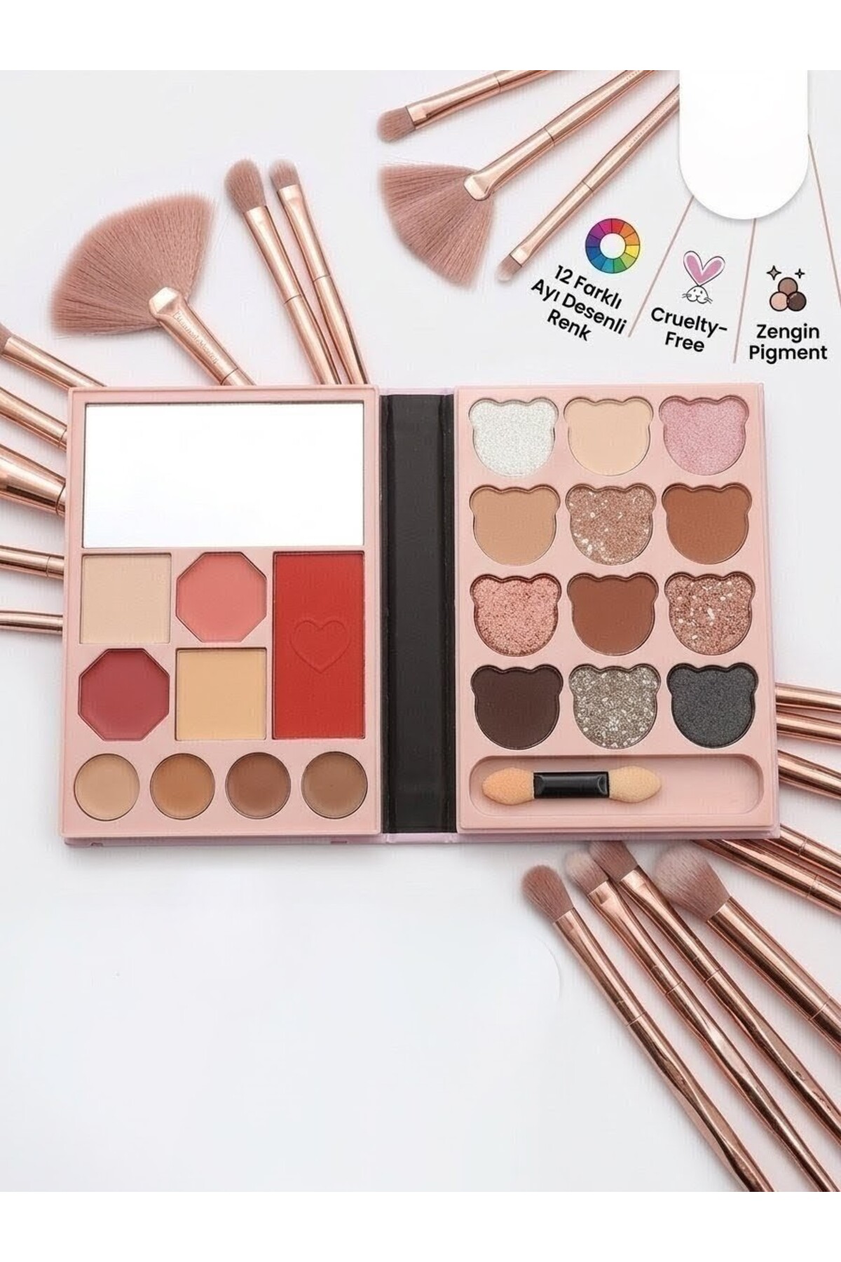 Makyaj Paleti - Makeup Set Parlak & Pastel Tonlar (21 Çeşit )Kitap Şeklinde — ArtopioMakyaj Paleti — تصویر 3 از 6