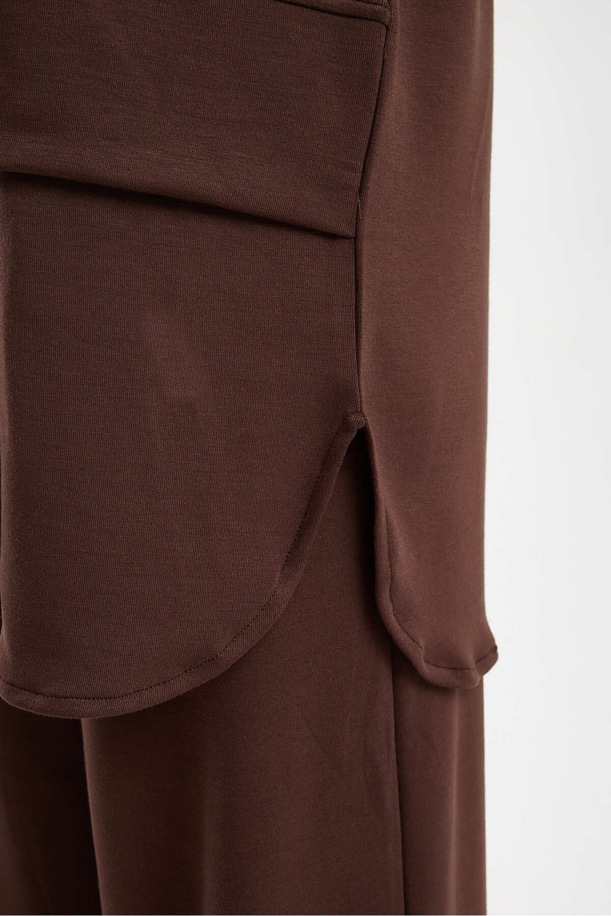 Kadın Premium Modal Kumaş İkili Takım – Rahat Kesim Tunik ve Pantolon - Kahverengi