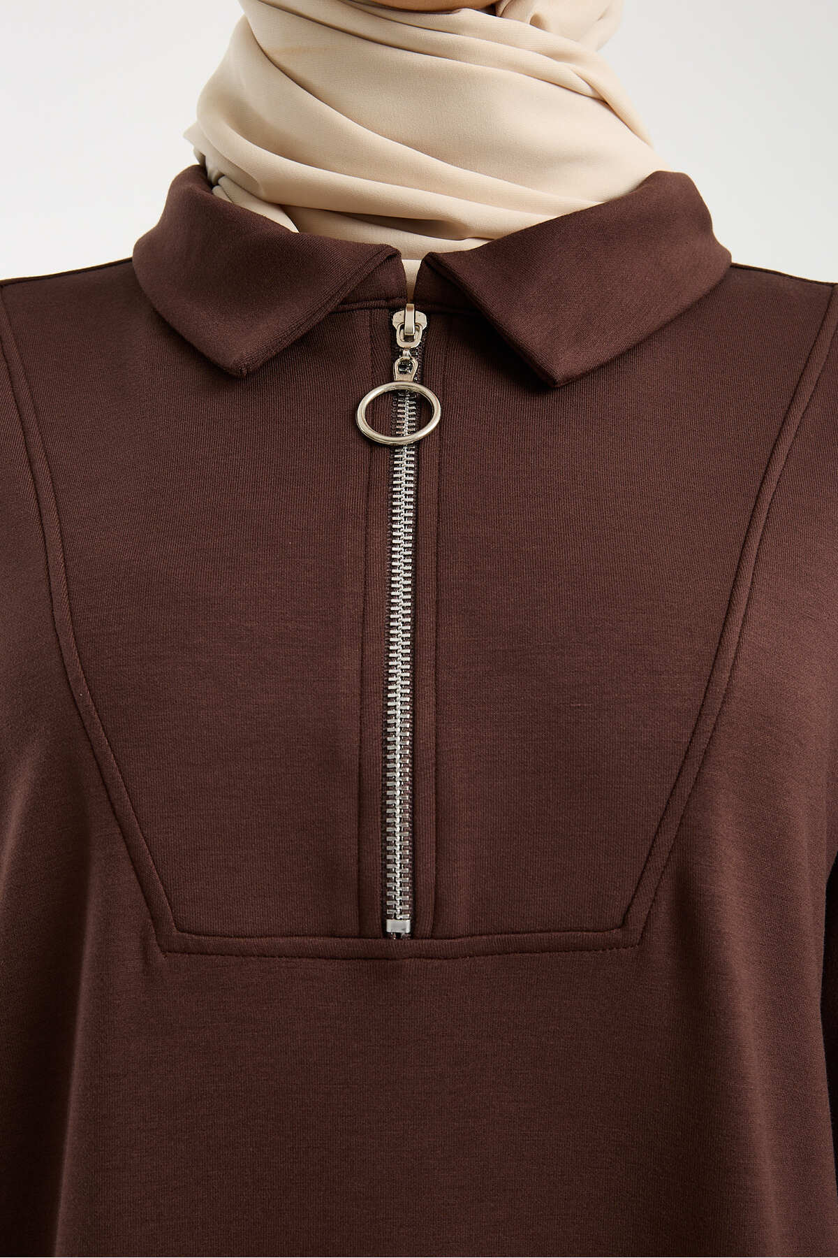 Kadın Premium Modal Kumaş İkili Takım – Rahat Kesim Tunik ve Pantolon - Kahverengi