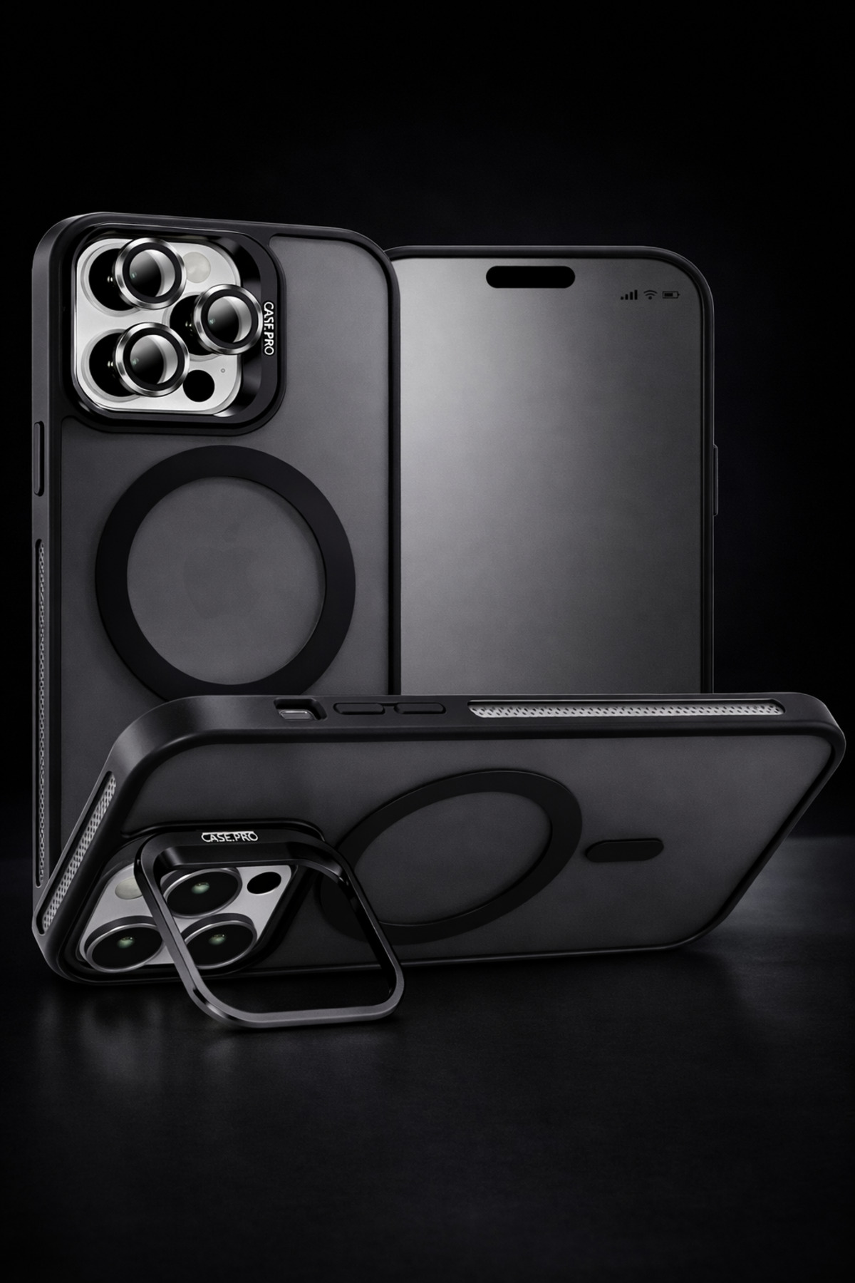 ONLY İPHONE 12 PROMAX COMPATIBLE Camera Lens Matte Premium Phone Case with Gift Stand..