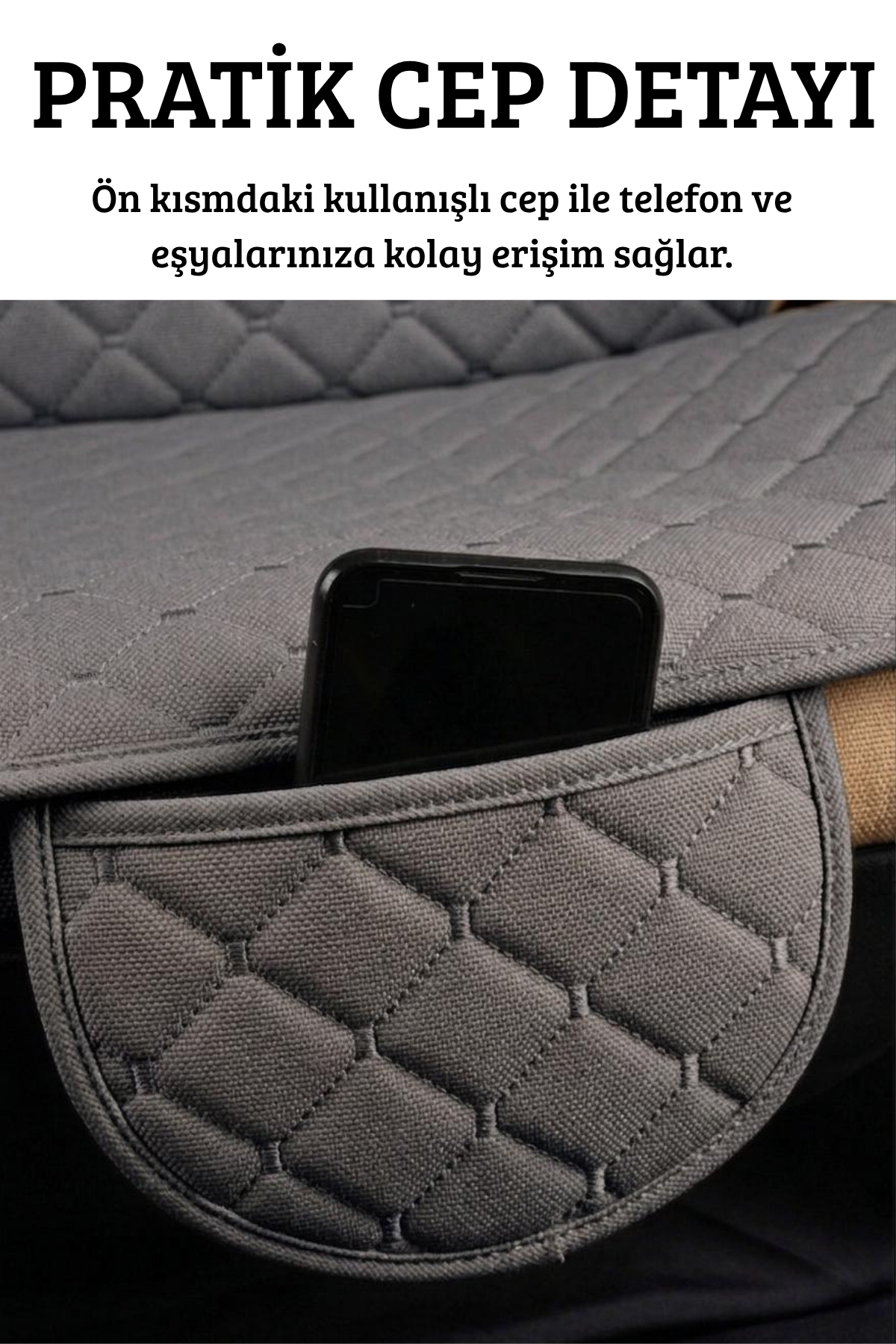 Ecarteks Terletmez Cepli Oto Koltuk Minder Seti Kolay Montaj Universal Koruyucu Kılıf Kumaş Açık Gri fotoğrafı 4 (önizleme)