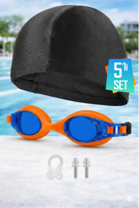 EvRossa 5’li Yüzme Seti – Gözlük + Bone + Kulak & Burun Tıkacı