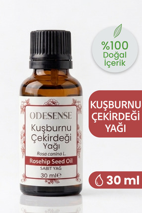 ODESENSE Kuşburnu Çekirdeği Yağı 30 ml Soğuk Sıkım %100 Doğal Saf Gua Sha Cil...