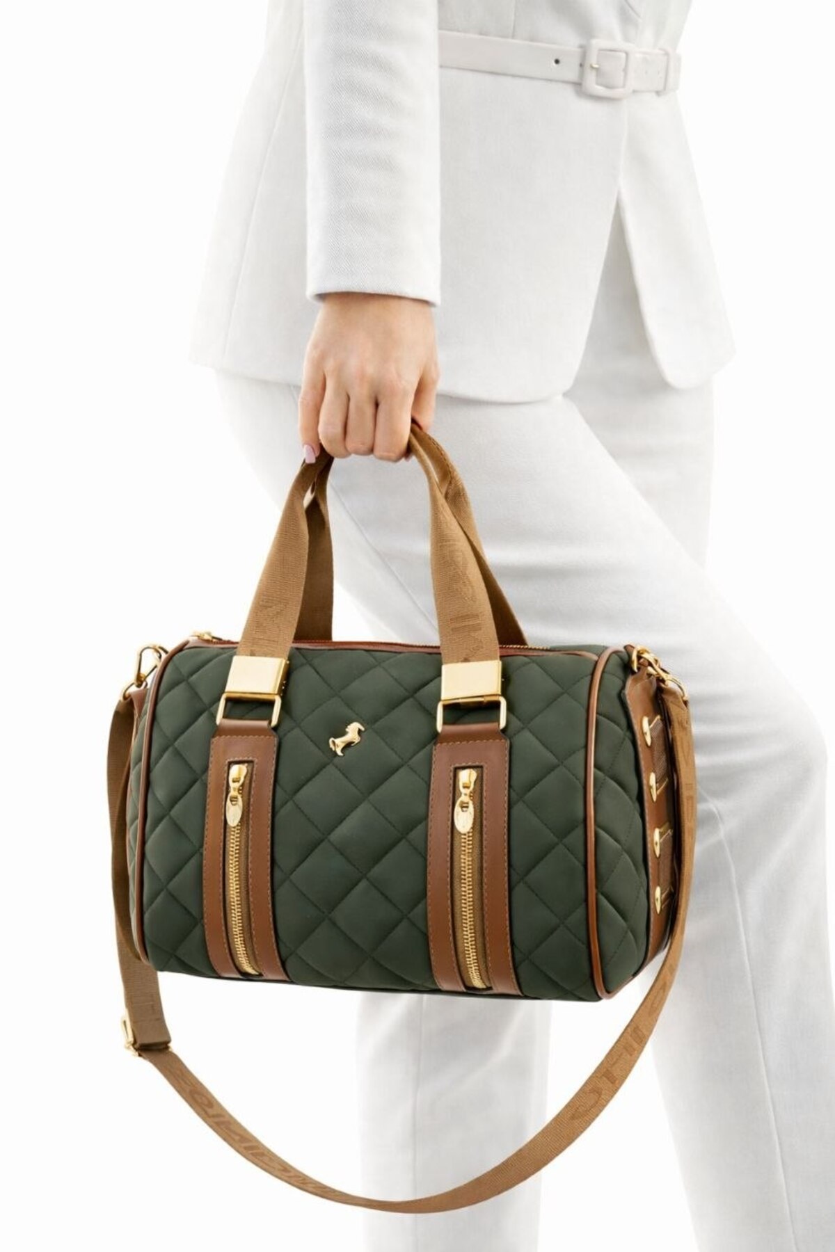 justpolo women's green roller model hand and shoulder bag