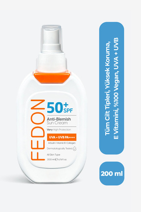 fedon SPF 50 Faktör Güneş Kremi 200 ml Yüksek Koruma Vegan Leke Karşıtı Suya ...