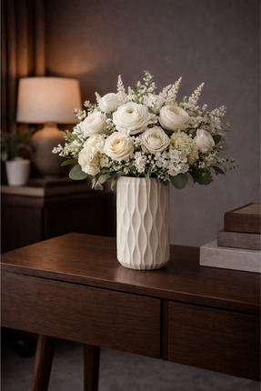 Parita Şık Dalgalı Desenli Dekoratif Vazo (22cm)