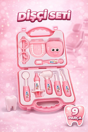 Heroes Çantalı Oyuncak Dişçi Seti – 9 Parça Pembe Doktor Seti | Çocuklar İçin...
